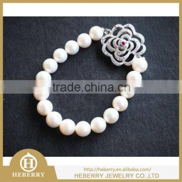 new design jewelry pearl bead bracelet with 925 sterling silver buckle for wedding gift