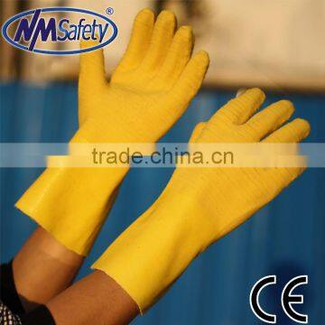 NMSAFETY long cuff latex glove crinkle latex gauntlet safety glove