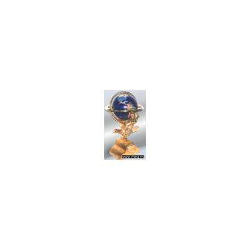 Gem stone globe Eagle Stand