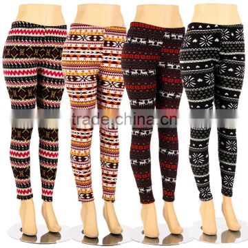 Plus Size Fur Lined Leggings Tribal Winter Print Thick Stretch Pant 1X 2X 3X 4X
