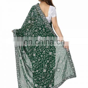 green ethnic wear sari stone work sari designer stone work lehenga sari