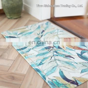 New arrival leaves pattern  waterproof oilproof durable  PVC printed vinyl floor mat for kitchen