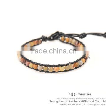 Wholesale marble bead bracelet leather handmade XE09-0093