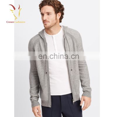 Cashmere Men Casual Hooded Knitted Cardigan Sweater