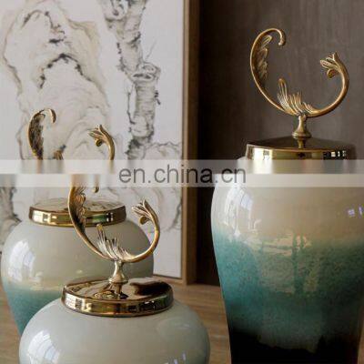 Modern Style colorful home decoration ceramic jar with lid set of 3