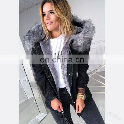 Wholesale custom women's jackets Warm denim jacket for autumn and winter Casual and comfortable long sleeve jacket