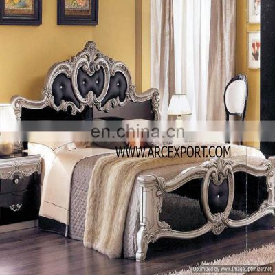 silver & black wooden fancy beds