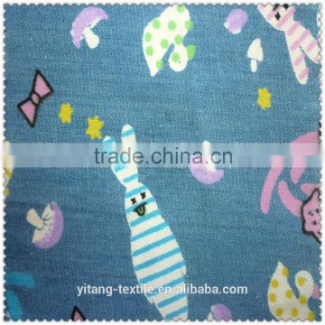 printed rabbit pattern denim fabric