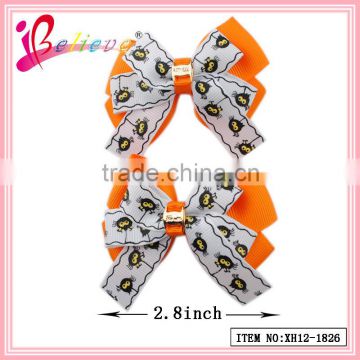 Korean design spider grosgrain ribbon bow halloween hair clips for girls (XH12-1826)