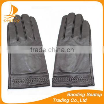 Men fashion smart phone black real sheepskin leather wholesale winter gloves