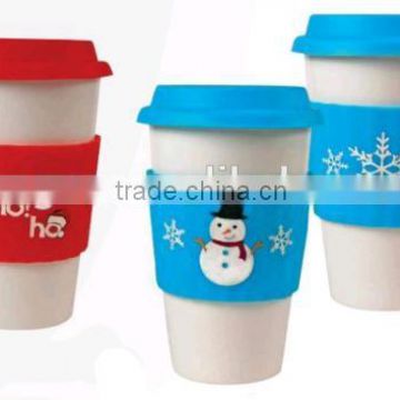 Merry christmas mug cup with silicone sleeve