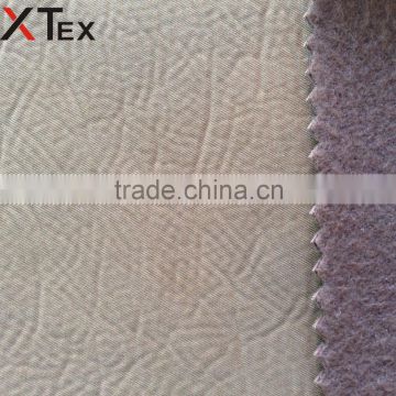 stretch waterproof peach skin fabric in beige laminated with pu base for home textile, furniture
