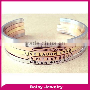 High quality custom design engraved stainless steel bangle bracelet