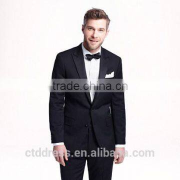 2014 Top Quality 100% wool Classic black Satin Peak Lapel tuxedo suits 2014