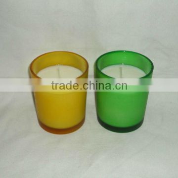 Scented Soy Candle in Yellow & Green glass jar for Christmas
