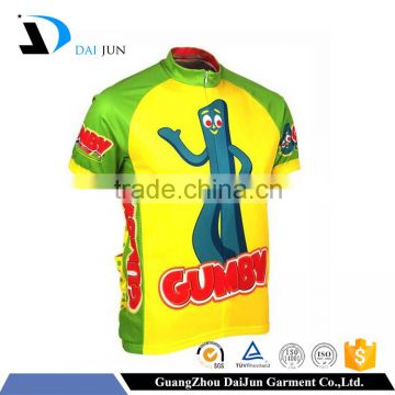 Daijun OEM custom china factory wholesale yellow man cartoon cycling jerseys