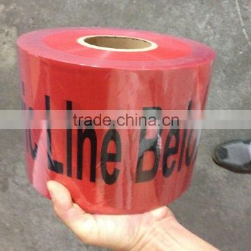 Red film black words printed safety PE warning tape