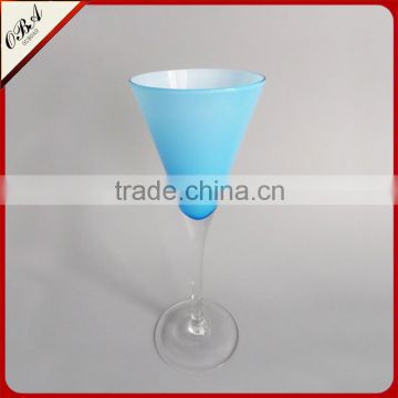 Honorable Sky blue transparent leg cone-shape glass, juice glass, blue glass