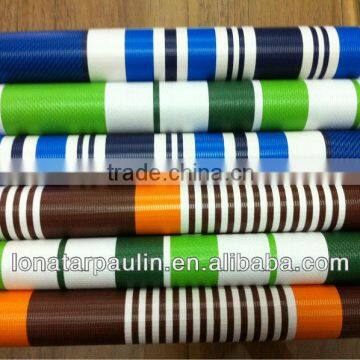 Laminated PVC Striped Tarpaulin for Sunshade Material