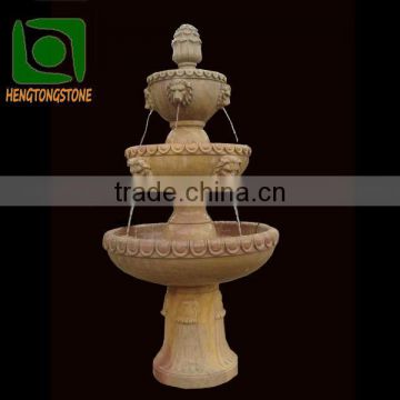 3 Tier Marble Water Fountain With Lion Heads Statue