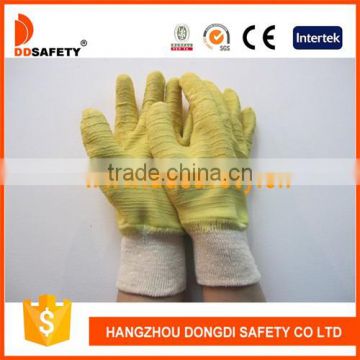 DDSAFETY 2017 Cotton Glove With Yellow Latex Coated Safety Working Glove