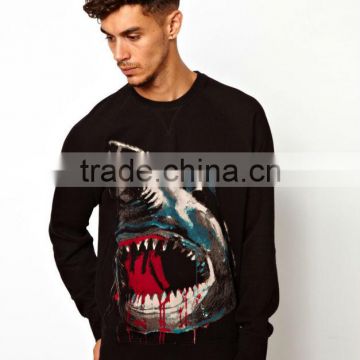 high quality cheap shark printed 100% cotton crew neckline hoodies sweatshirts