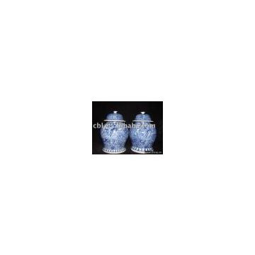 Precious blue-and-white porcelain general jar, antiques
