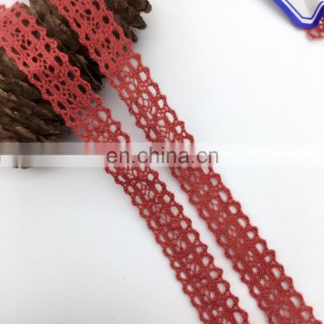 1.2cm OLCT3216 Red crochet patterns 100% cotton lace trim