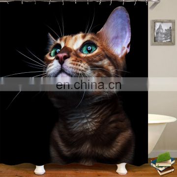 i@home fashionably dropshipping black color cat waterproof 3d shower curtain decor 180cm x 180cm