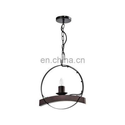 HUAYI European Style Flower Chandelier Wood Retro Interior Wooden Pendant Light E12 Filament Candle Ceiling Chandeliers