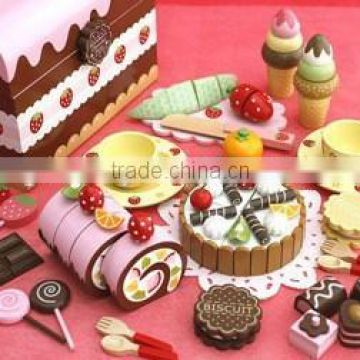 Wooden toy chocolate cake set ,wooden kitchen sets toy for kids