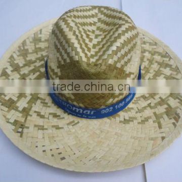 Natural straw hat with ribbon