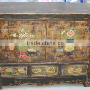 chinese antique two door three drawer cabinet