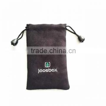 Micro soft suede pouch for cosmetics,custom suede jewelry pouch embroidered logo