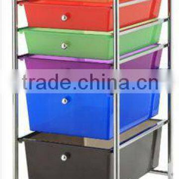 Removable plastic storage colorful 6 drawers cart