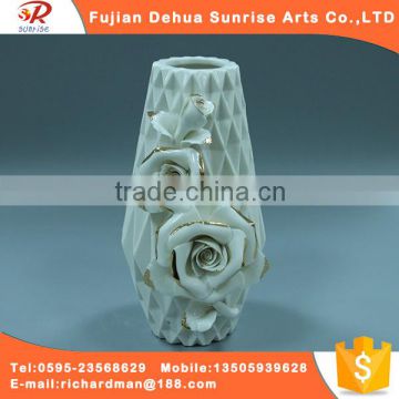 White on glazed wave style ceramic beautiful flower vase