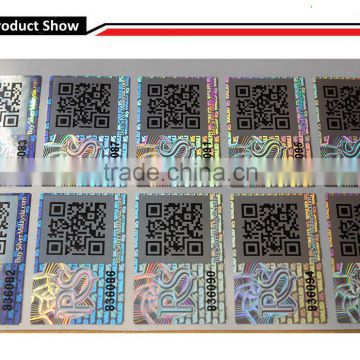 Two-dimension barcode anti-fake Hologram VOID sticker with sequential numbers