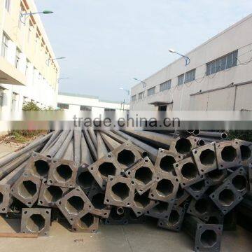 8m black shaft octagonal steel pole before hot dip galvanizing