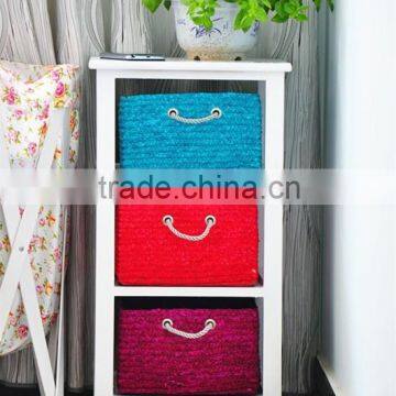 Popular design Wooden cabinet with 3 drawer colorful solid wood storage home furniture on sale