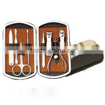 MRT-042 8pcs PU bag with stainless steel high quality manicure sets in pu case