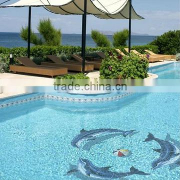 Atpalas Dolphin glass swimming pool mosaic tile, customize pattern glass tile mosaic
