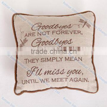 Embroidered Letters Flaxen Cushion Covers Classic Decorative Throw Couch Pillows