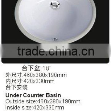 Oval Undermount Lavatories Ceramic Sink with cUPC approval. PU-4637-W