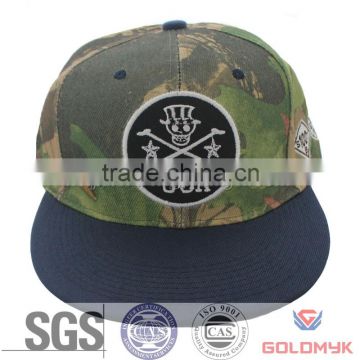 Forest camo adjustable cap in flat brim style with plastic closure
