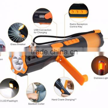 9 in 1 Emergency Glass Safety Hammer with LED Flashlight and USB Port