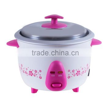 0.6L/1.0L stainless steel lid mini drum rice cooker with red color body flower