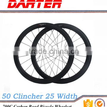 Different specifications 700C 25mm wide 50mm depth carbon clincher bike wheel