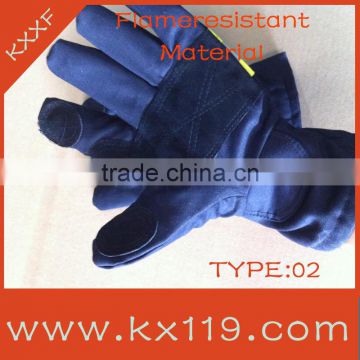 2014 new Design Navy blue fire retardant fabric new 02 type Cotton fabric Protective gloves for fire fighters