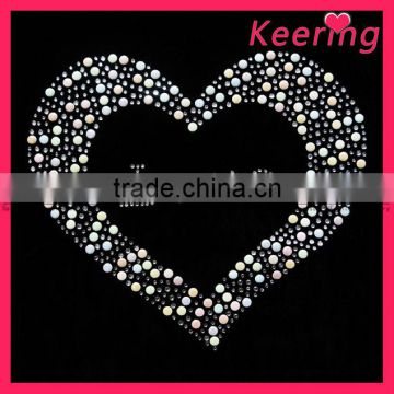 Fashion design hot fix transfer rhinestone heart motif for women dress WHF-179