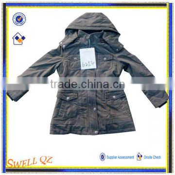 high quality lady 100%cotton hooded jacket with hood